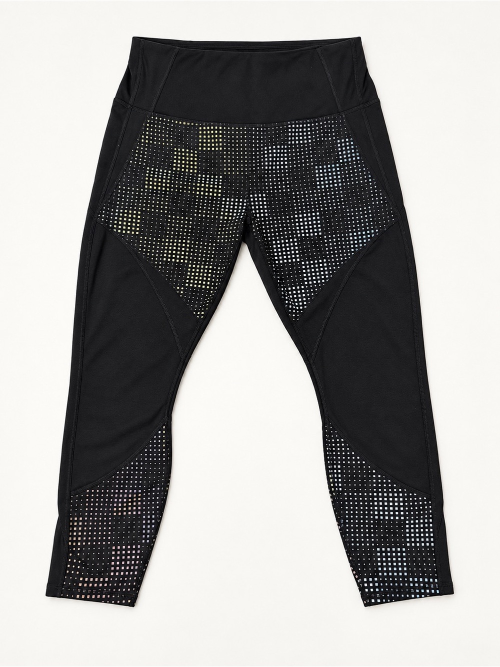 Athleta Black Joggers with Subtle Pixel-Print Panels